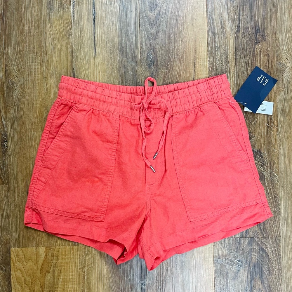 GAP Coral Pink Drawstring Linen-Blend Women’s Shorts